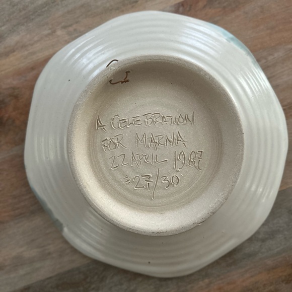 Vintage Art Pottery Abstract Ceramic Plate Dish with Earthy Tones - Picture 4 of 5